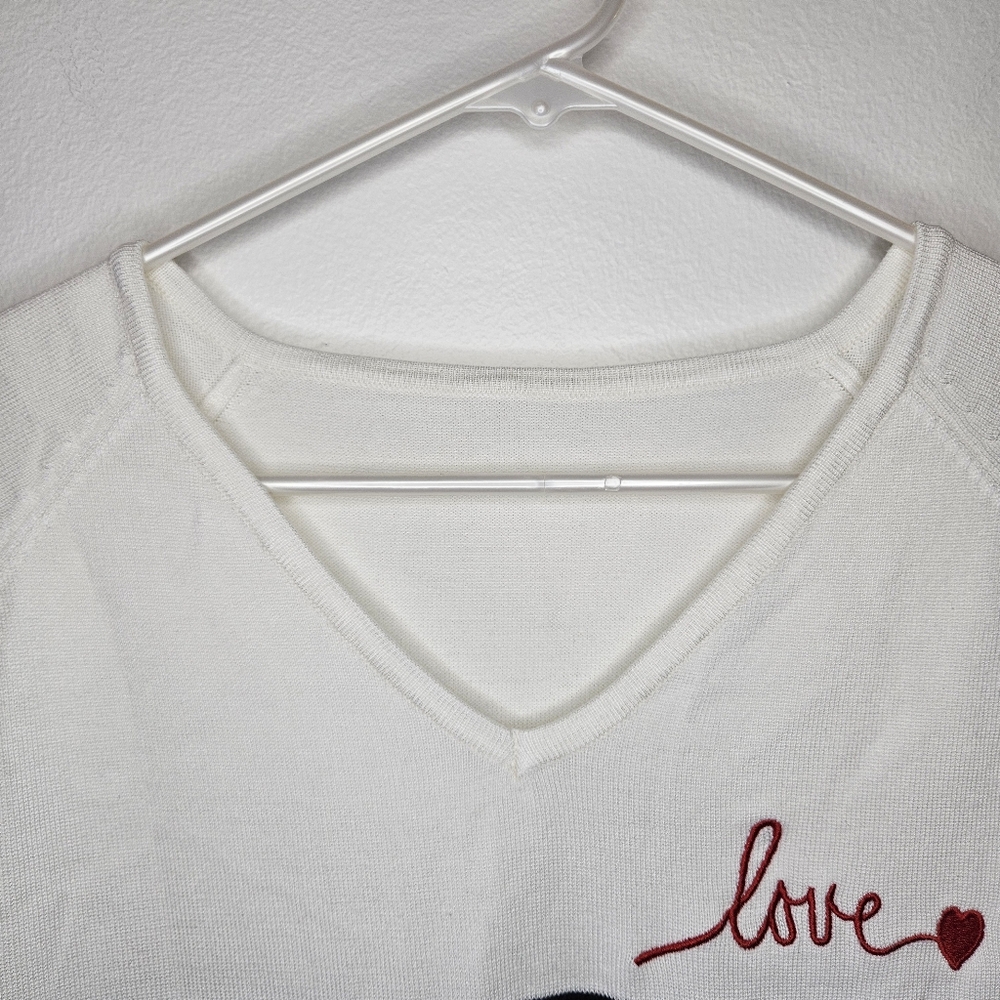 Shein Heart & Letter Embroidery Striped Pattern Sweater Sz L - Picture 6 of 11